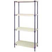 Quantum Storage Systems Storage Shelving, Ventilated Style, 24 D, 36 W, 72 H, 4 Shelves, Blue/Ivory RPWR72-2436E